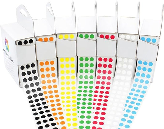 ChromaLabel 0.25 inch Standard Color Code Dot Label Kit, 7 Assorted Colors, 1000 Stickers per Dispenser Box