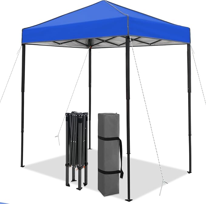 6x4 Pop Up Canopy Tent, Instant Portable Beach Canopy, Outdoor Tent with Carry Bag for Camping, Sports, Tailgating, Events, Blue