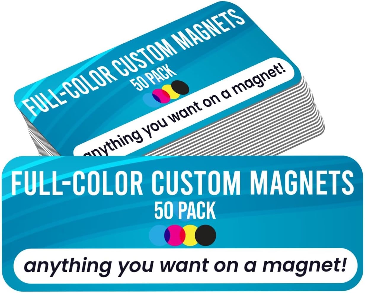 Magnet Me Up Custom 10x3 Inch Rectangle Magnet, 50 Pack, Customizable for Businesses, Personal Use, Choose Your Text, Upload Image, Magnetic Vinyl for Car and Any Magnetic Surface, Crafted in USA