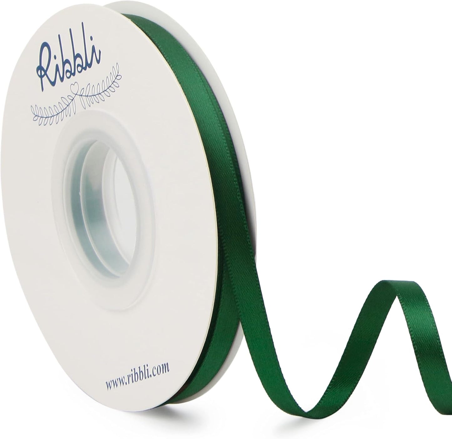 Ribbli Forest Green Double Faced Satin Ribbon,1/4” x Continuous 25 Yards,Use for Craft Bows Bouquet, Gift Wrapping, Wedding Decoration, Floral Arrangement