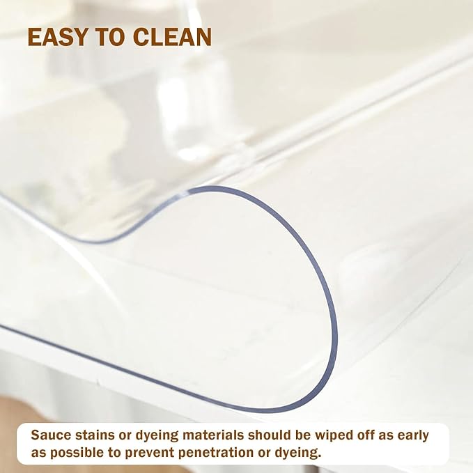 Royhom Clear Table Protector 48 x 14 Inch - 1.5mm Thick Plastic Table Cover, Clear Table Cover Protector Rectangle, Waterproof PVC Desk Mat for Coffee Table, Writing Desk, Dining Room, Dresser