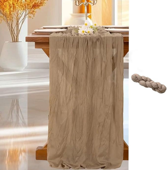 Cheesecloth Table Runner | Boho Fabric Cheese Cloth Table Runner Rustic Sheer Table Runners for Wedding, Bridal Shower, Birthday Party Décor(Nude,Pack of 1)