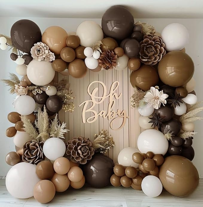 Brown Nude Balloon Arch Kit Double Stuffed Neutral Blush White Sand Balloon Garland Latex Coffee Tan Cream Balloons for Baby Shower Birthday Boho Woodland Wild Bridal Bear Wedding Party Decor
