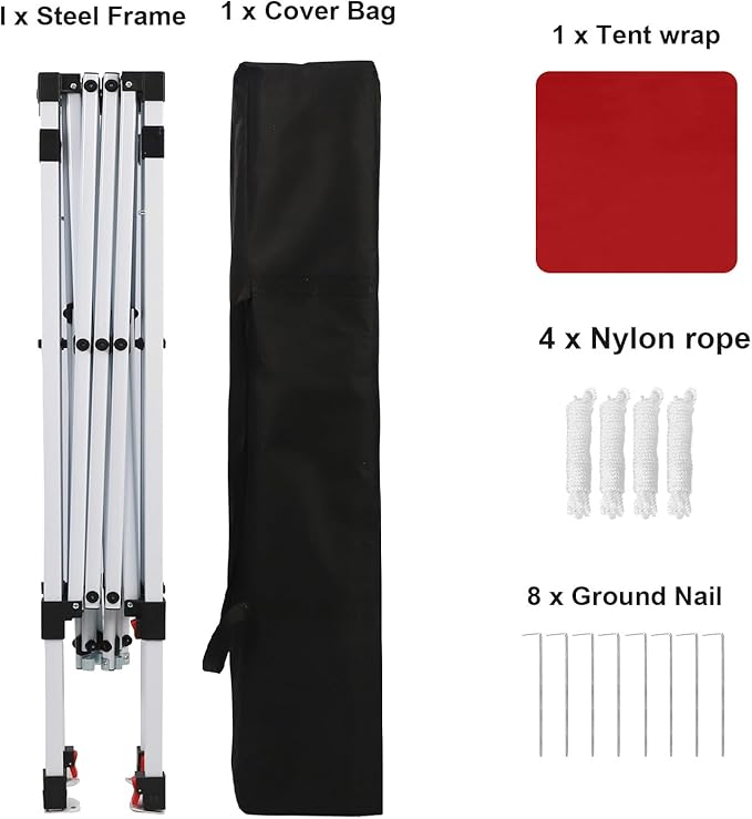 Northroad 8X8 FT Pop Up Canopy, Outdoor Instant Canopy Tent w/Carrying Bag, Portable Gazebo Shelter for Wedding Party,Commercial Event,Patio,Garden,Beach -Red