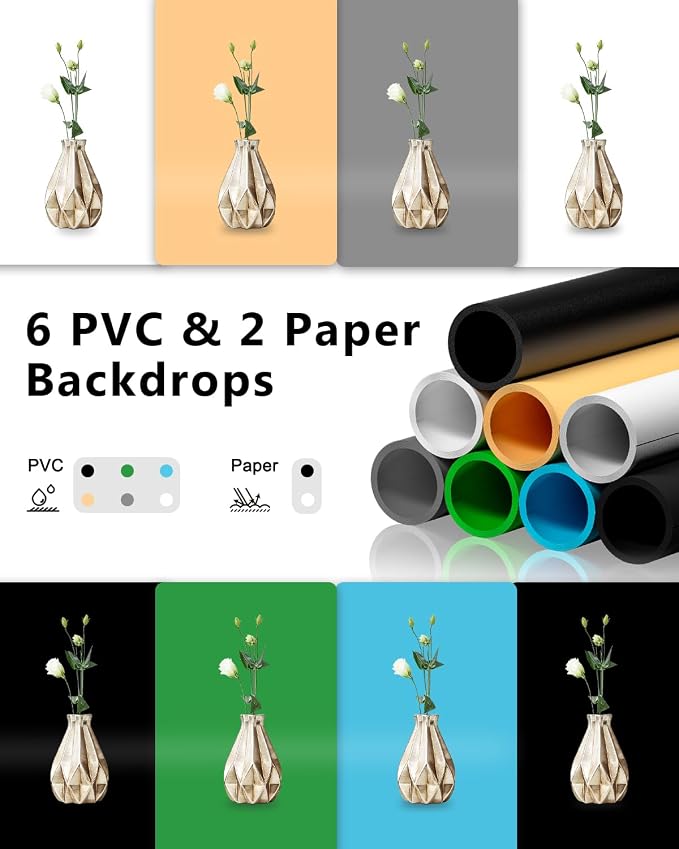 DUCLUS Light Box Photography, 16x16 Inch Photo Light Box with 160 Dimmable LED Lights (CRI 97+), 6 PVC & 2 Paper Backdrops, Portable Studio Box for Product Photography: Jewelry, Food, Shoes