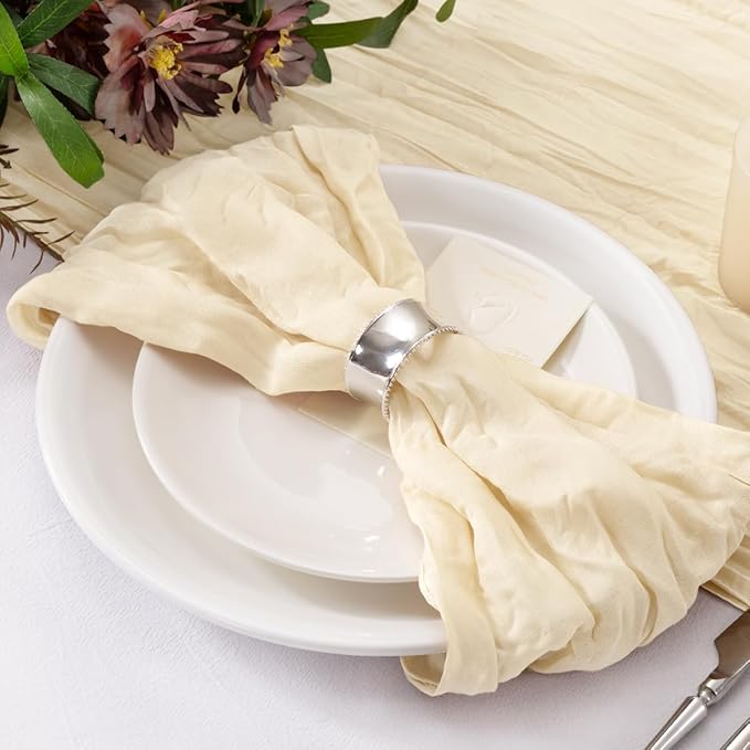 20 Pack Beige Cheesecloth Napkins Cloth Washable Spring Summer Cloth Napkins Set of 20 Bulk 21x21 Inches for Wedding Baby Bridal Shower Birthday Dinner Party Home Table Decor