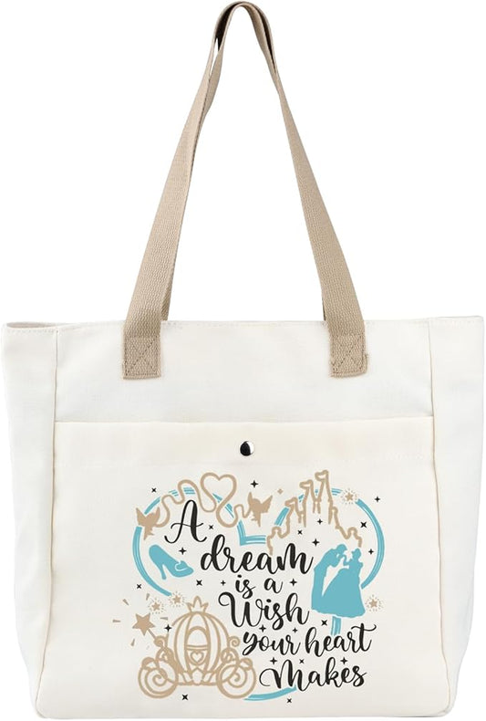 BDPWSS Fairy Tales Tote Bag Magical Kingdom Gift A Dream Is a Wish Your Heart Makes Fairy Princess Vacation Trip Gift