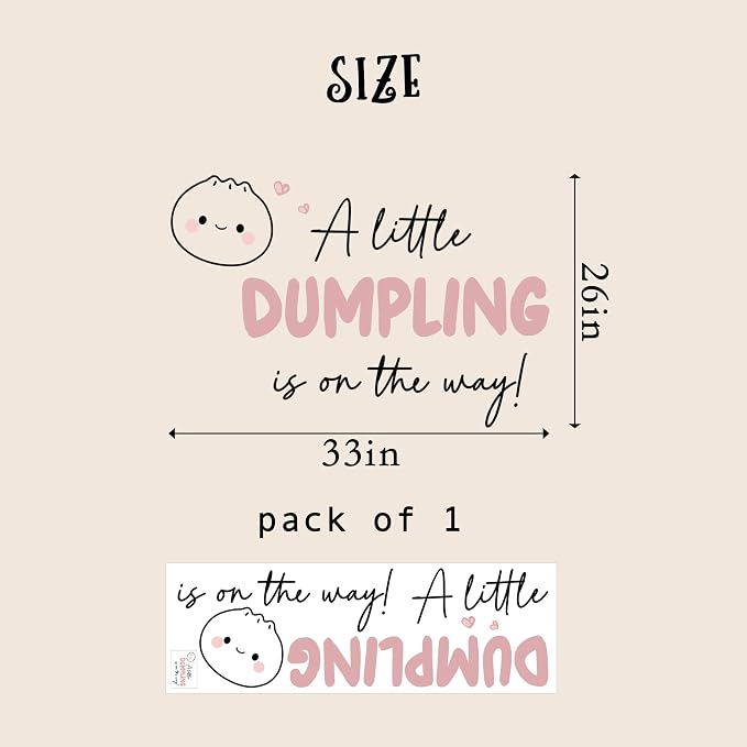 A Little Dumpling is On The Way Baby Shower Party Decal Sign | Bao Bun Themed Gender Reveal Decor Sign Decal, Little Dumpling Baby Shower Decorations for Party, Balloon Arch, Backdrop...