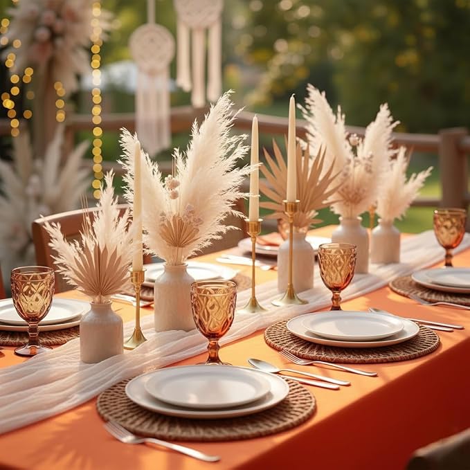 HolidayIdeas 4-Pack 6ft Rust Fitted Tablecloth for Fall Festival | 4-Sided coverage wrinkle resistant tablecloths for thanksgiving halloween craft fair decor