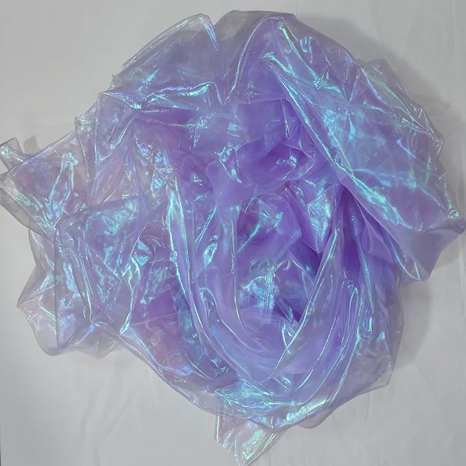 11 Yards Light Purple Iridescent Organza Fabric - 59" Wide | Sheer Shiny Organza for Wedding Decorations, Party Supplies, Fairy Costumes, Doll Clothes, Craft & Sewing Projects