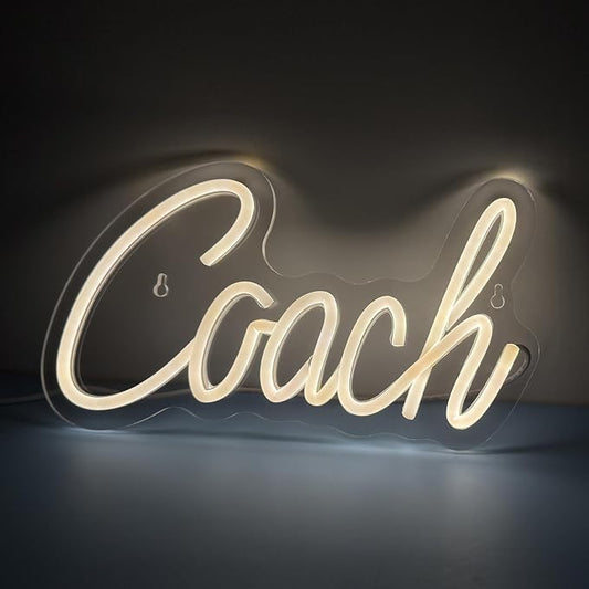 Coach Neon Sign, Basketball Led Neon Light, Dimmable LED Neon Signs for Wall Decor, Powered by USB Wall Decor Aesthetic, Sports Neon Signs for Room Bedroom Decor Coach Gifts