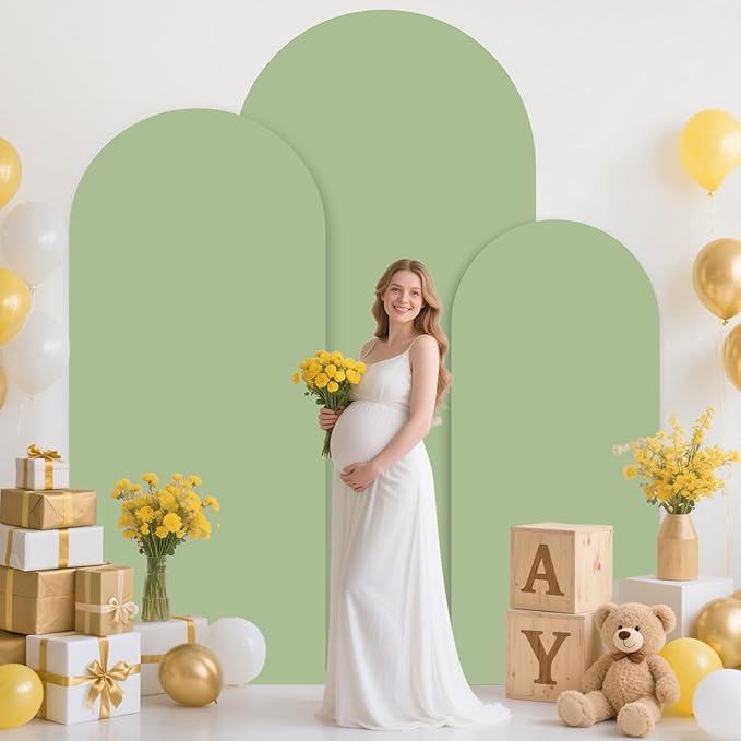 MODFUNS Sage Green Arch Cover 6&6.6&7.2ft Spandex Arch Backdrop Cover Fitted Arch Stand Covers Chiar Arch Covers Stretchy Backdrop for Wedding Ceremony Banquet Reception Event Decoration