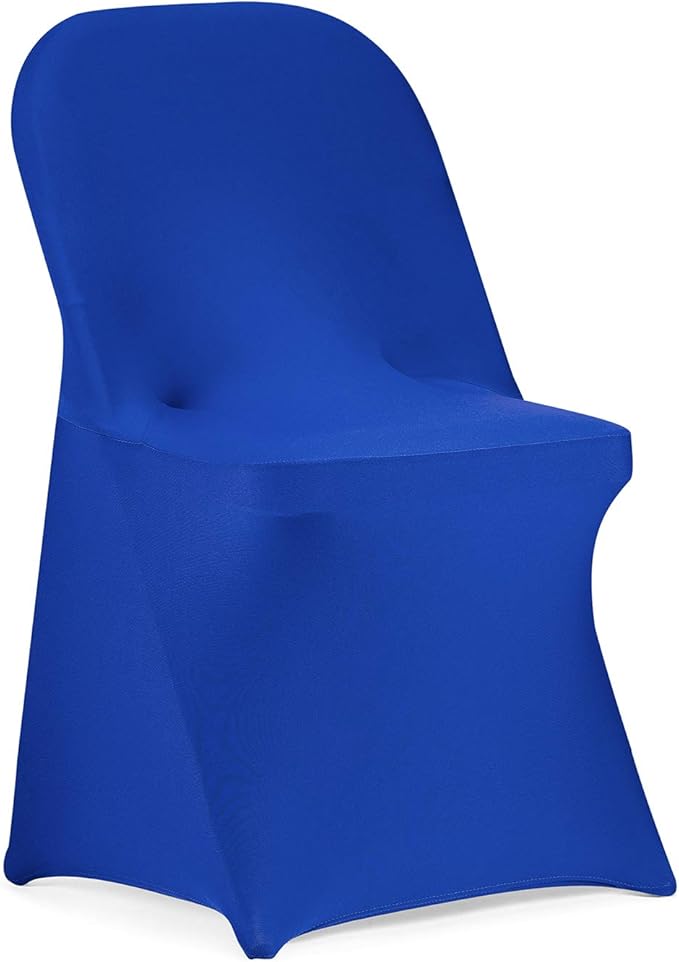 Peomeise Stretch Spandex Folding Chair Cover for Wedding Party Dining Banquet Event (Royal Blue,6pcs)