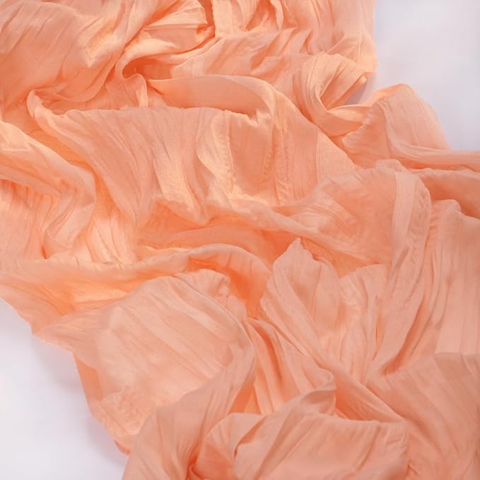 MLMC 3 Pack Peach Cheesecloth Table Runner 10ft Spring Rustic Gauze Cheese Cloth Table Runner 35x120 Inches for Wedding Bridal Baby Shower Party Decor