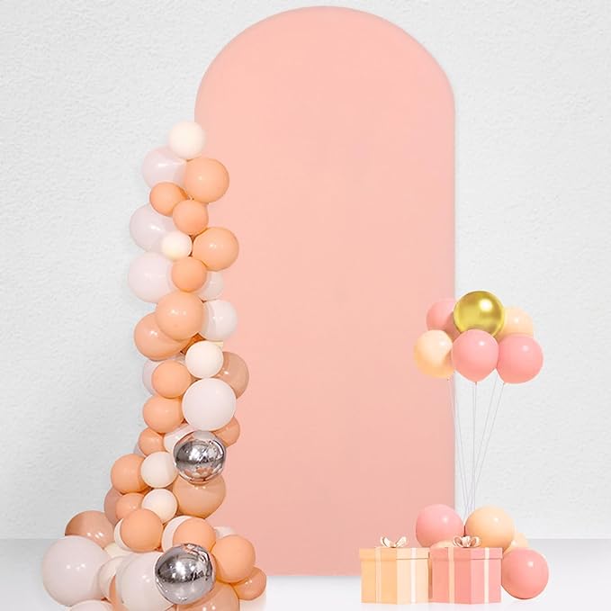 FANPROMS 6.6FT Dusty Rose Arch Cover Wedding Arch Covers for Metal Arch Stand Spandex Arch Cover Birthday Party Balloon Arch Covers Stretchy Backdrop Round Top Backdrop Cover for Weddings