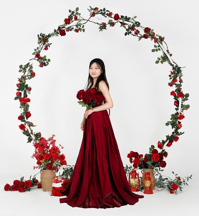 Round Backdrop Stand Circle Arch, 6.5ft White Metal Balloon Arch Kit for Party Decoration Wedding Arch Flower Ring Stand