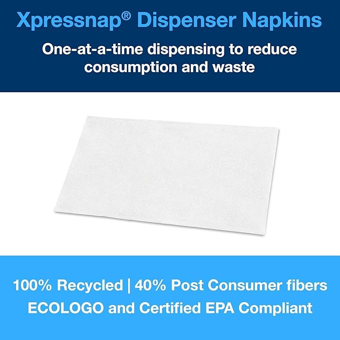 Tork Xpressnap White Dispenser Napkins N4 Advanced Interfold 1-Ply for Hygienic Dispensing 12 Packs of 500 (6000 Total) - (DX900)