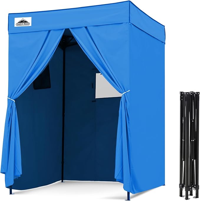 EAGLE PEAK 5x5 Pop Up Changing Tent, Flat Top Changing Room, Light Blue | Portable, Privacy Tent, Pool Cabana, Dressing Room, Shower & Toilet Use, Opaque Fabric, Instant Setup, Photoshoots, Camping