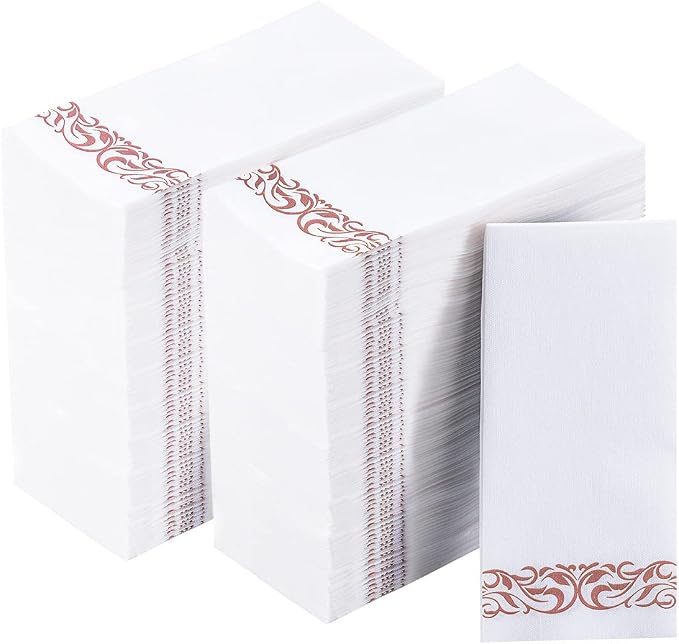 Vplus 400 Pack Paper Napkins Guest Towels Disposable Premium Quality 3-ply Dinner Napkins Disposable Soft, Absorbent, Party Napkins Wedding Napkins for Kitchen, Parties, Dinners or Events(rose gold)