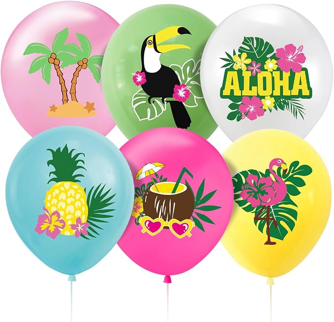 164Pcs Hawaii Themed Happy Birthday Party Decorations, Plates Napkins Cups Tableware, Tropical Aloha Backdrop Tablecloth, Happy Birthday Banner, Cake Topper, Colorful Printed Balloons for Kids Adults