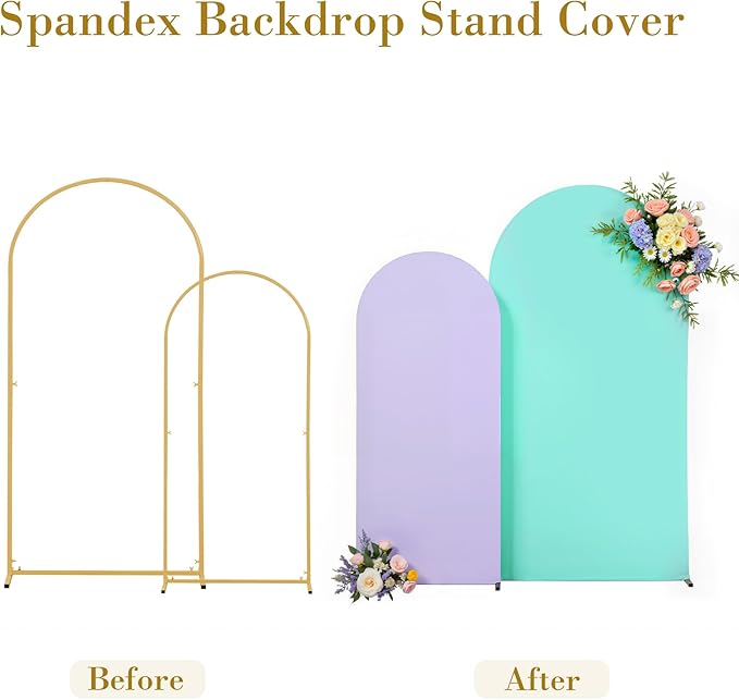 Purple and Blue Arch Cover 2 Set-7.2FT and 6FT Arch Backdrop Cover Spandex Fitted Mermaid Arch Stand Covers for Under The Sea Birthday Party Wedding Baby Shower Ceremony Photo Background