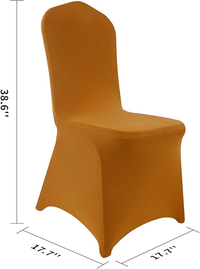 Peomeise 12pcs Stretch Spandex Chair Cover for Wedding Party Dining Banquet Event (Gold, 12)