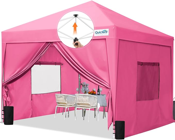 Quictent Privacy 8x8 Pop up Canopy Tent with Sidewalls and Roll-up Ventilated Windows, One Person Easy Setup, Outdoor Commercial Gazebo Shelter Enclosed Waterproof, Bonus 4 Sandbags