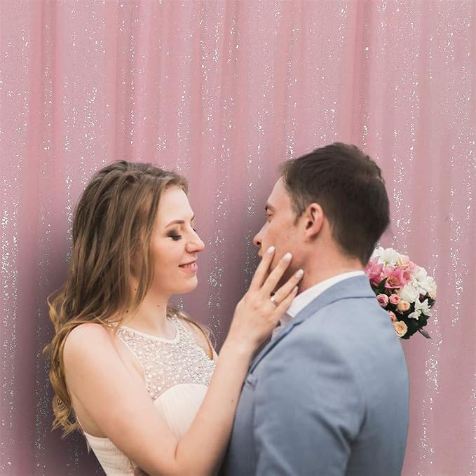 Eternal Beauty Pink Sequin Backdrop, 6x8 Ft Glitter Background Curtains for Mother's Day Shimmer Photography Party Wedding Birthday Back Drop Decor