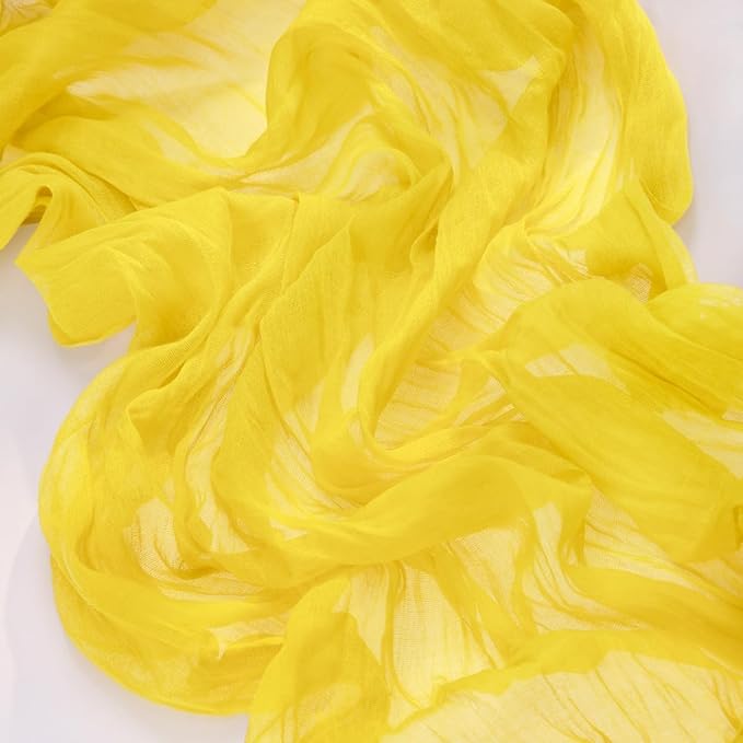 MLMC Yellow Table Runner 10ft Rustic Spring Cheesecloth Table Runner Gauze Cheese Cloth Centerpiece Decororations 35x120 Inches for Wedding Baby Shower Outdoor Picninc Decor