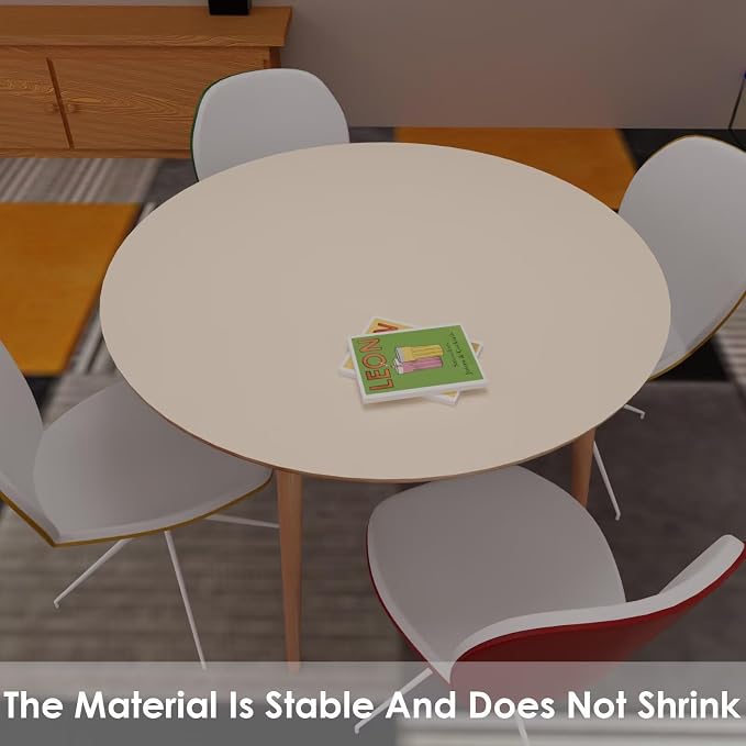 Round Table Cover - Can Be Used On Both Sides Waterproof and Easy to Clean Good Flatness Used for Dining Table(Light Beige+Light Gray Dia.48Inch)