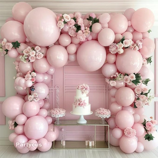 Double Stuffed Pink Balloon Garland Arch Kit Pastel Light Pink Balloons Different Sizes 18/12/5 Inch for Baby Shower Birthday Bridal Wedding Valentine Party
