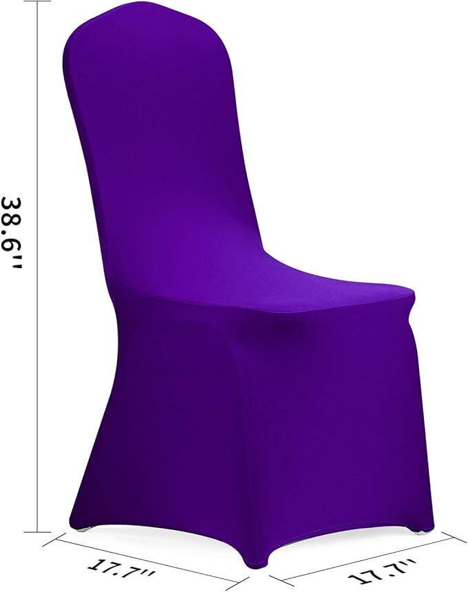 Peomeise Stretch Spandex Chair Cover for Wedding Party Dining Banquet Event (Purple, 6)
