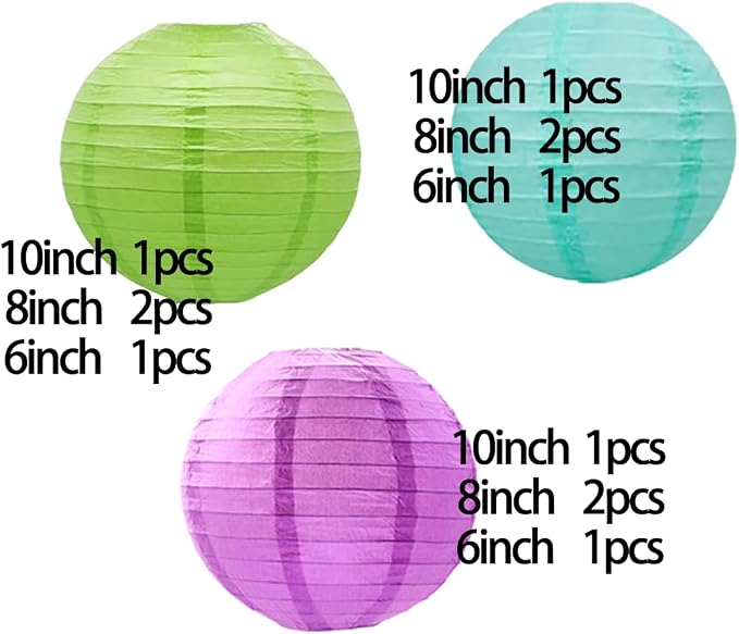 CC wonderland zone 12pcs Fruit Green Purple and Pastel Blue Paper Lanterns,Hanging Paper Lanterns for Baby Shower Birthday Party Decorations