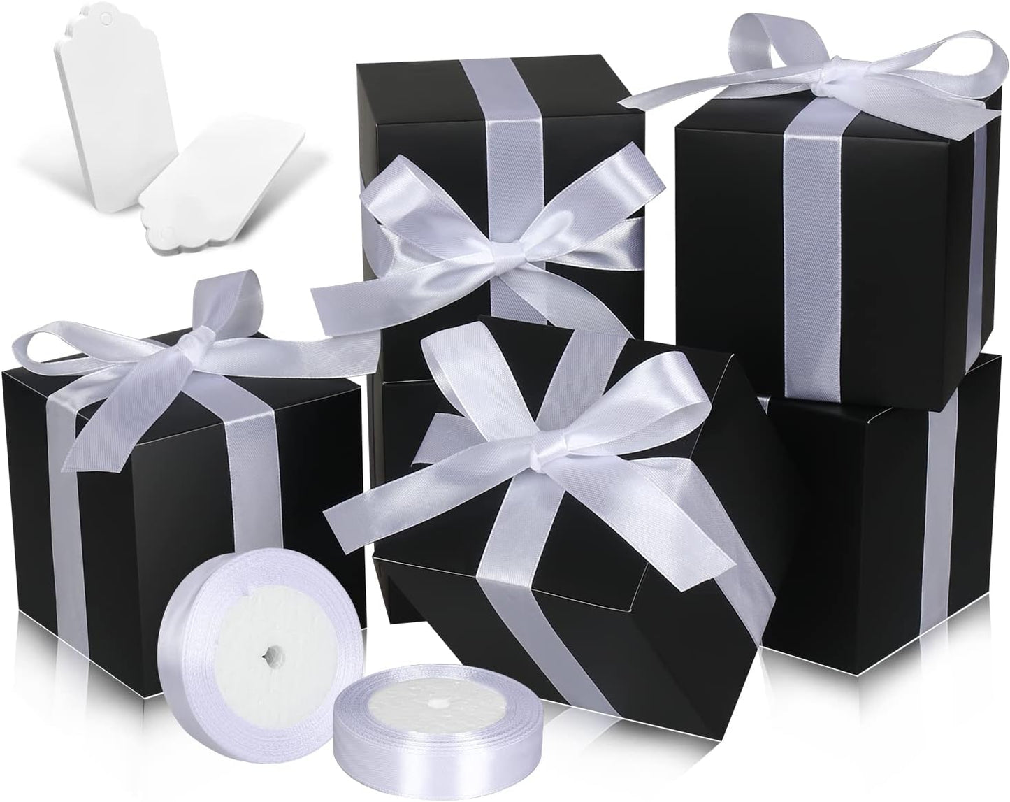 Black Gift Boxes 5x5x5, 30 Pack Paper Gift Boxes with Lids for Gift, Bridesmaid Proposal Box, Cupcake Boxes, Gift Box for Wedding, Birthday, Groomsmen Proposal, Gifts, Packaging, Present