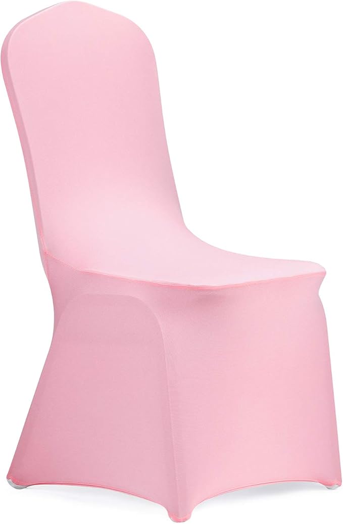 Peomeise Stretch Spandex Chair Cover for Wedding Party Dining Banquet Event (Pink, 12)