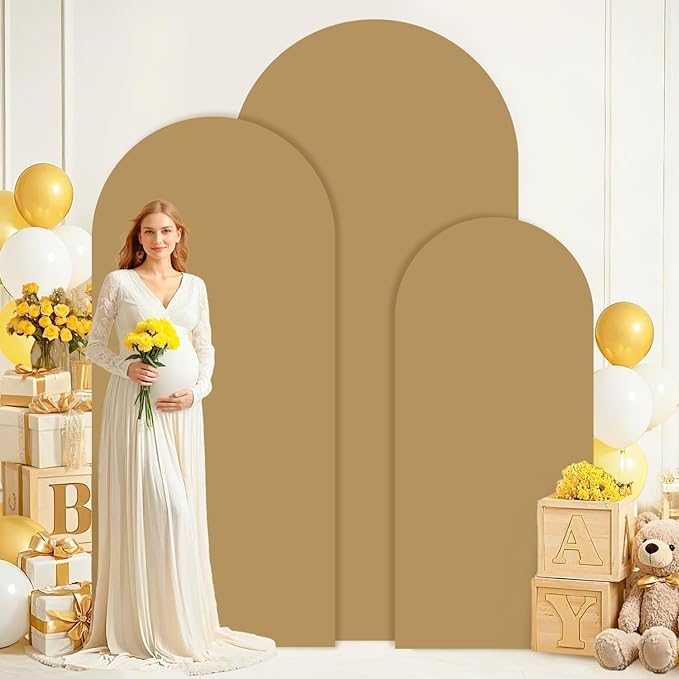 Arch Backdrop Cover Tan Spandex Arch Covers Stretchy Backdrop 4FT 5FT 6FT Wedding Arch Cover Set of 3 Balloon Arch Cover for Wedding Party Ceremony Celebration Khaki Arch Cover