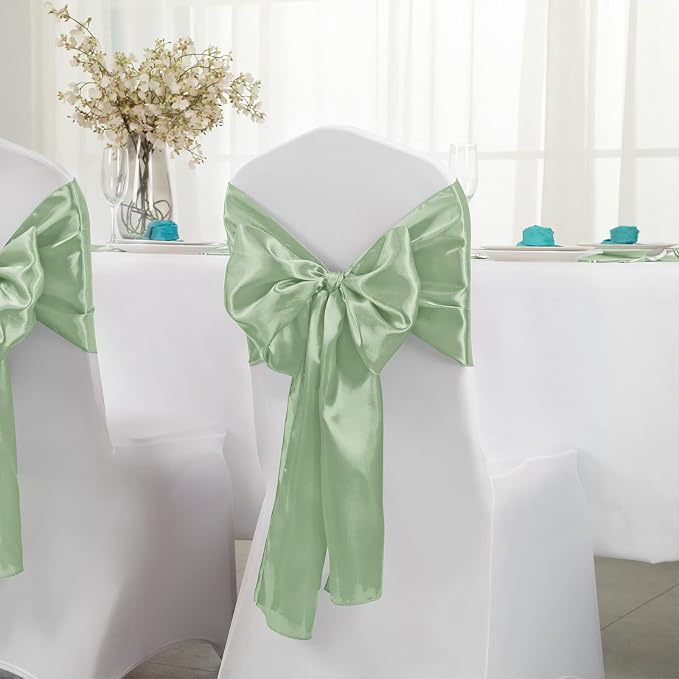 Horbaunal 12 Pack Sage Green Satin Table Runner 12 x 108 Inch, Smooth Table Runners for Wedding Banquets Birthday Party