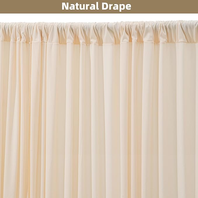 30x10ft Wrinkle Free Backdrop Curtain for Parties Soft Fabric Drapes Wedding Cream Curtain Backdrop for Birthday Party Decorations Background for Photography 5x10ft,6 Panels