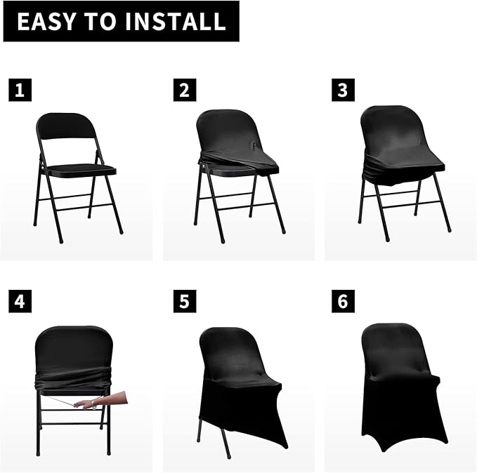 HAINARverS Stretch Spandex Folding Chair Covers 30PCS Universal Fitted Chair Cover Protector for Wedding,Party, Banquet, Holidays, Celebration, Decoration (Black, 30 PCS)
