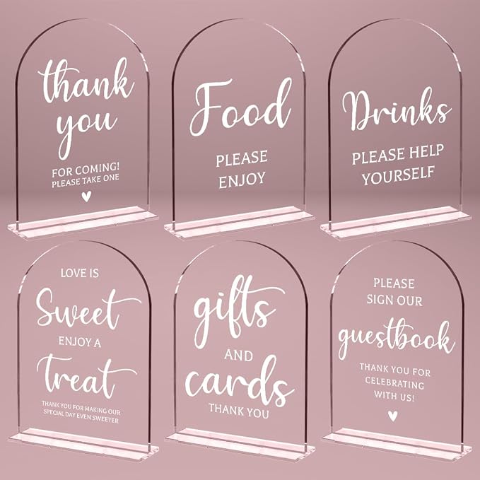 6 Pcs Wedding Sign Decor, Ceremony Sign, Wedding Sign for Reception & Event Party,Bridal Shower Decorations, Wedding Table Sign Accessories for Anniversary and Event 5x7 Inch