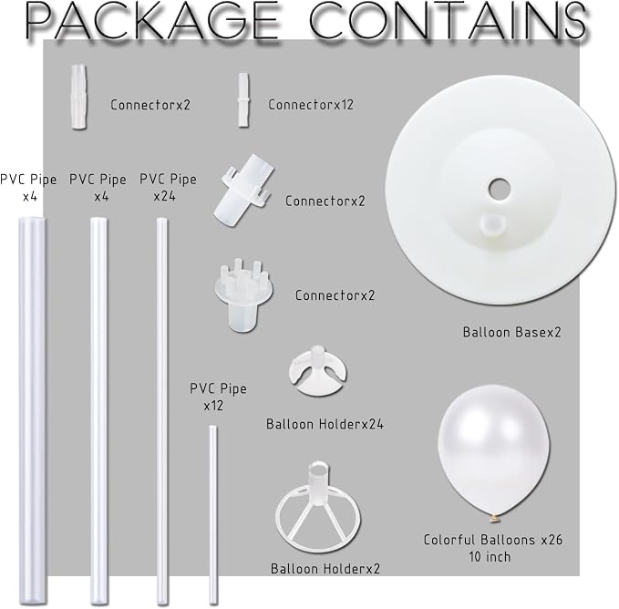 2 Set Balloon Stand Kit with Metallic Silver Pearl Light Balloons Column Kit for Floor&Table Backdrop Decor for Theme,Gender Reveal Party Weddind,Bridal Shower Birthday Graduation