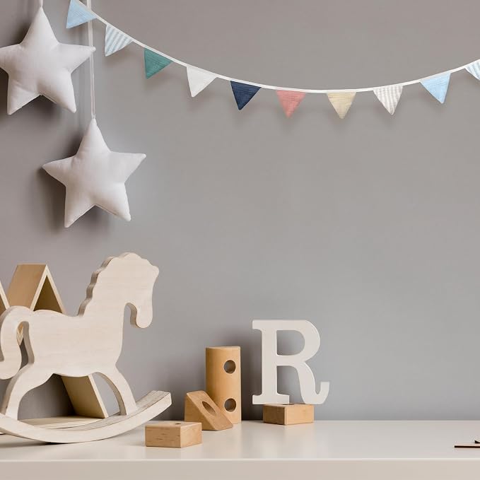 Oudain 2 Pcs Pennant Banner Flags Nursery Garland Triangle Bunting Flags Playroom Wall Decor Banner for Nursery Baby Shower Birthday Boho Wedding Party Event, Each 7.75 ft(Elegant Color)