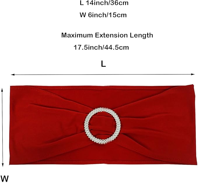 Spandex Chair Sashes Bands 100PCS Stretch Chair Ties Bows with Buckle Slider for Wedding Party Banquet Decoration (Red)…