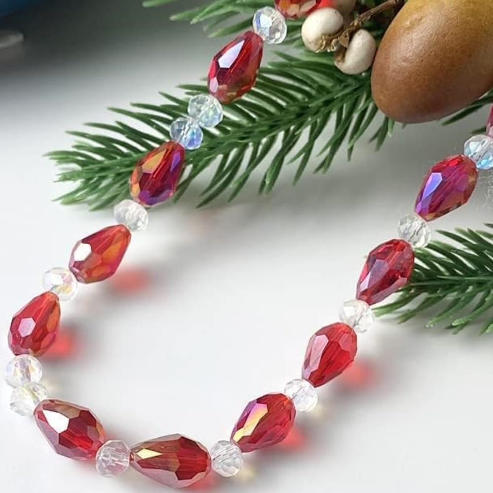 130pcs 6x8mm Teardrop Crystal Glass Beads for Jewelry Making, Faceted Vertical Hole Teardrop Glass Spacer Beads for Wind Chimes Bracelet Earring Necklace DIY Craft(Dark Amber)