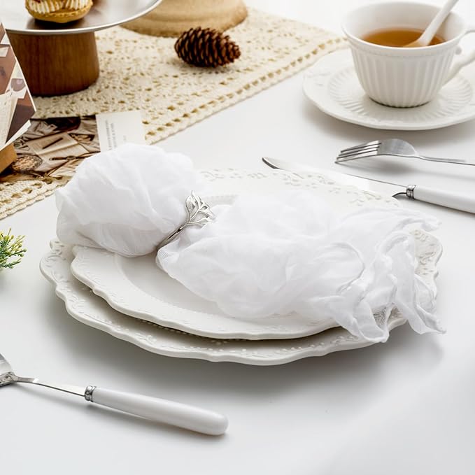 60 Pack White Cheesecloth Napkins Washable 21x21 Inches White Cloth Napkins Set of 60 Dinner Table Napkins for Wedding Cotton Gauze Bridal Baby Shower Rustic Boho Summer Party Table Decor