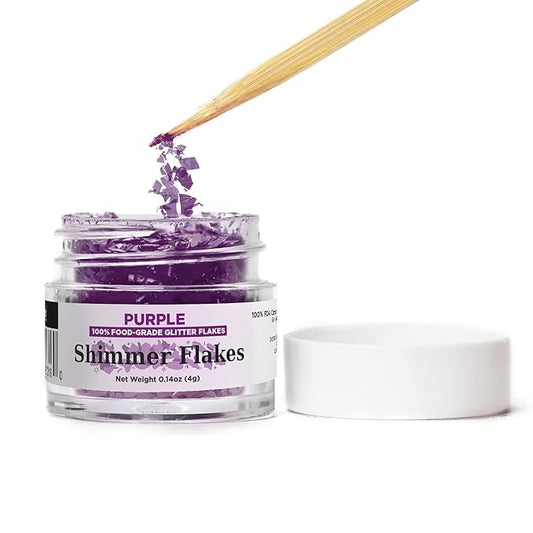 BAKELL Edible Glitter Flakes | Vegan Purple Edible Shimmer Flakes | KOSHER Certified | Halal Certified | 100% Edible & Food Grade | Cakes, Cupcakes, Decoration (Purple, 4g)