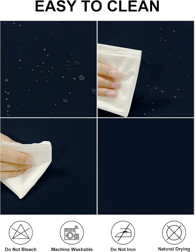 Fokitut 2 Pack Waterproof Round Tablecloth, 70 Inch, Stain Resistant and Wrinkle Polyester Table Cloth, Fabric Table Cover for Kitchen Dining, Wedding, Party, Holiday Dinner-Navy