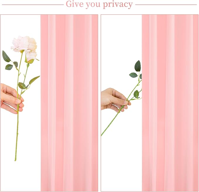 Blush Pink Backdrop Curtain for Parties Baby Shower Wrinkle Free Pink Photo Curtains Backdrop Drapes Fabric Decoration for Wedding Birthday Party 5ft x 7ft,2 Panels