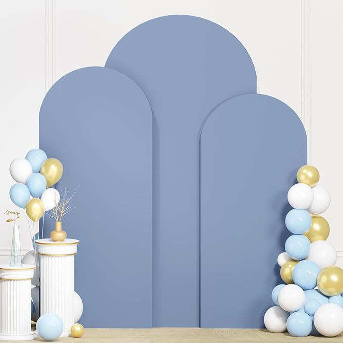 Wedding Arch Cover Set of 3 Dusty Blue Arch Backdrop Cover 4FT 5FT 6FT Spandex Arch Covers Stretchy Backdrop Spandex Wedding Arch Stand Cover for Birthday Party Baby Shower Decor