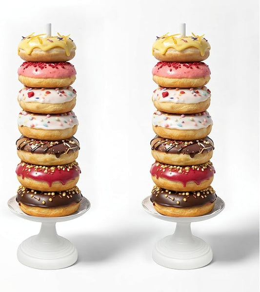 Donut Stand Metal 2 Pack,Display Tower for Dessert Table, Doughnut Holder for Birthday, Wedding, Baby Shower, Bridal Showers,Christmas, Party Supplies (White)